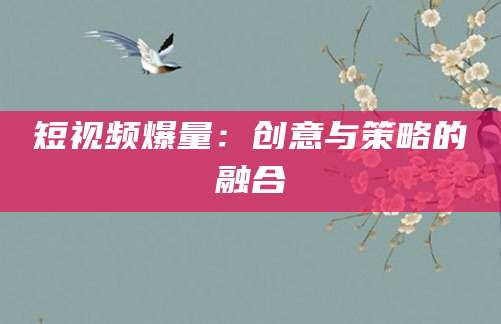 短视频爆量:创意与策略的融合